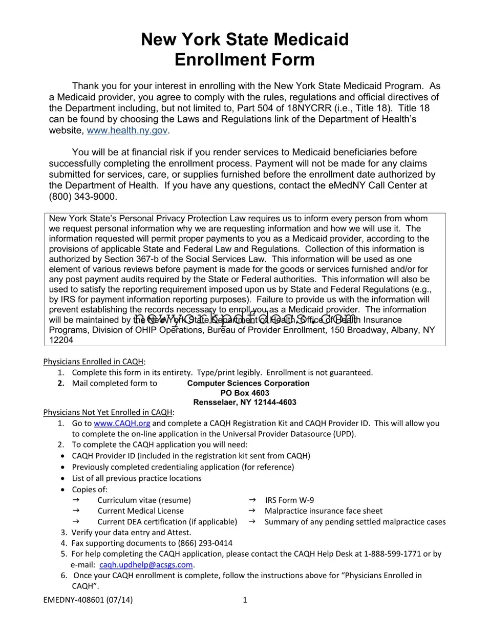 Free Medicaid Ny Form