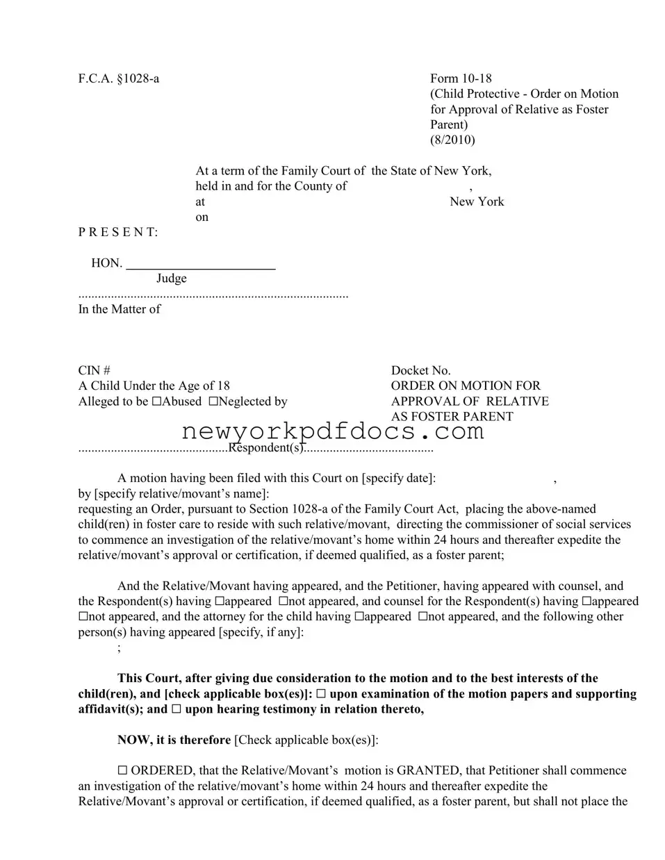 Free New York 10 18 Form