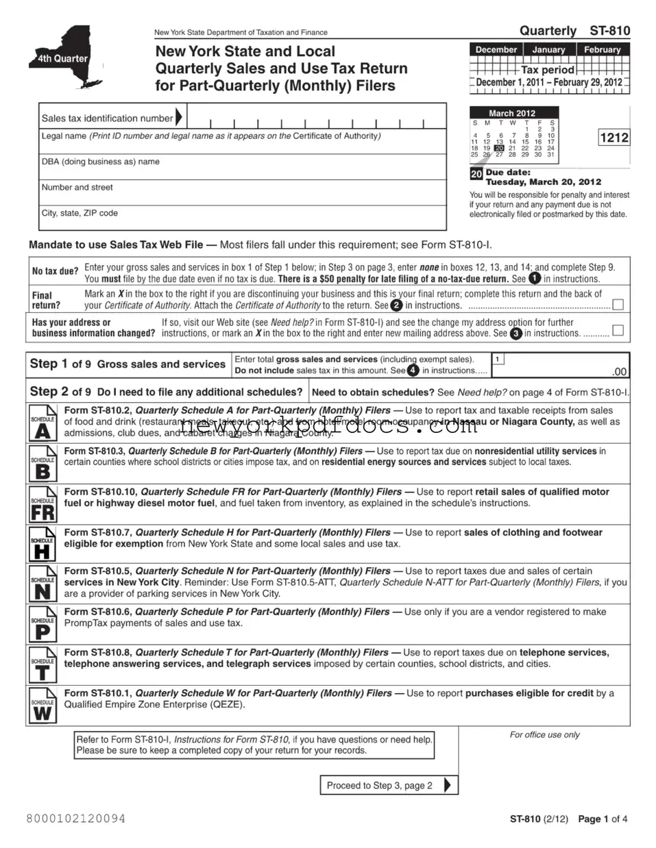 Free New York 810 Form