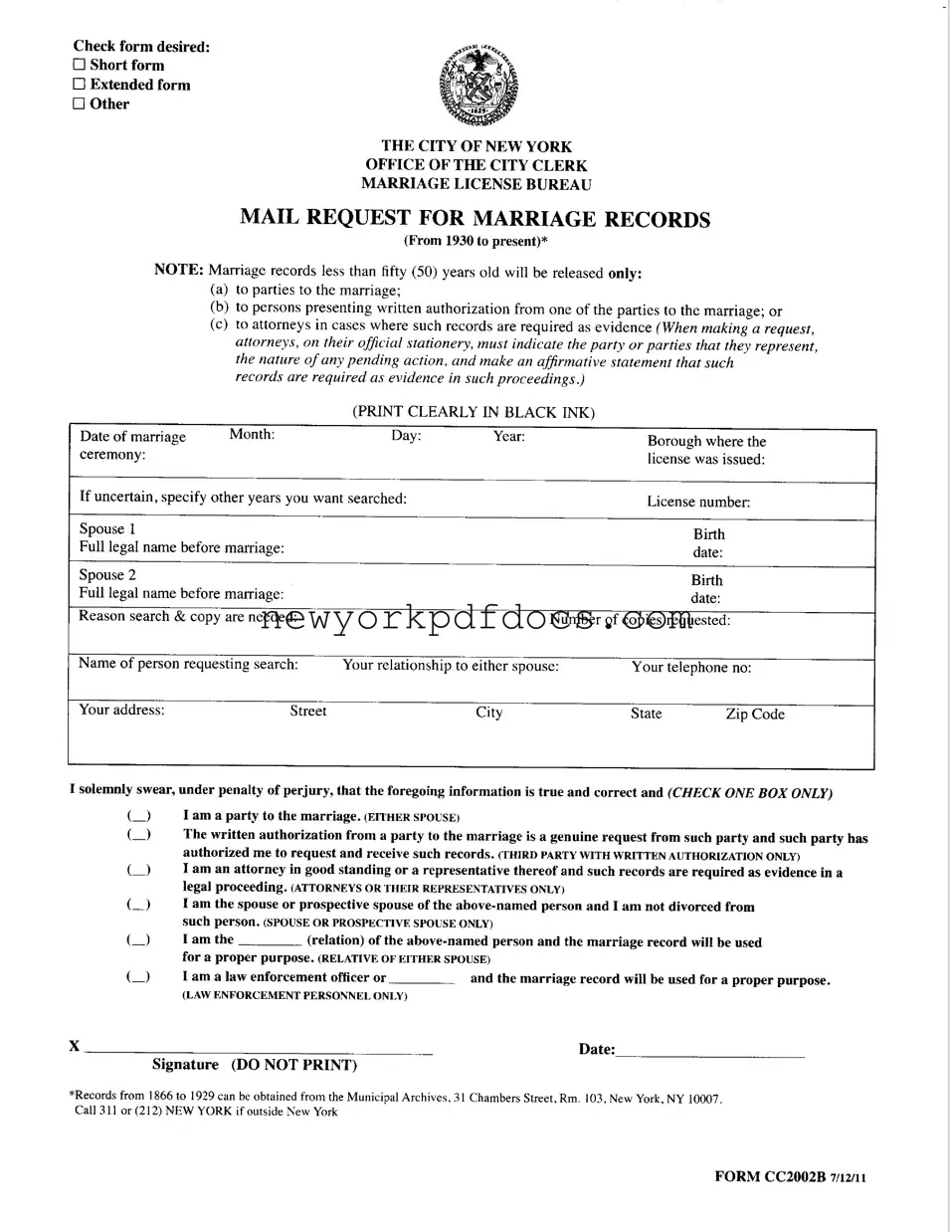 Free New York Cc2002B Form
