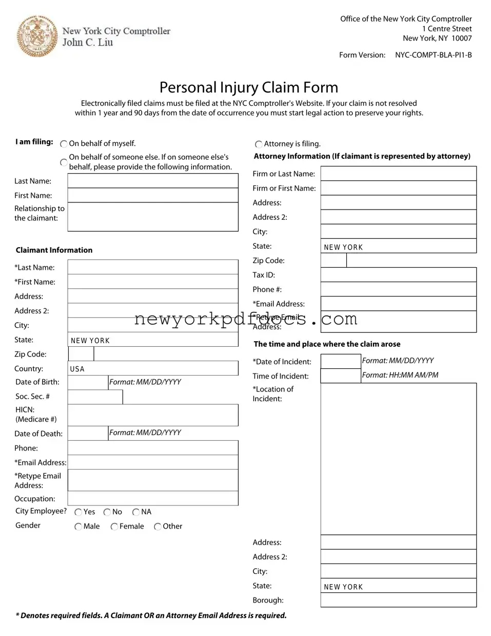 Free New York Claim Form