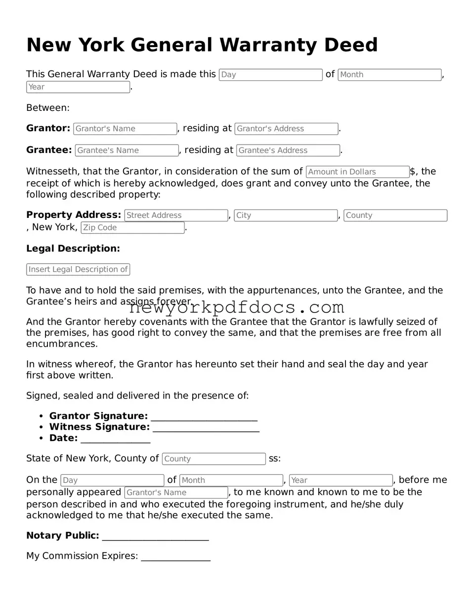 Valid  Deed Document for New York