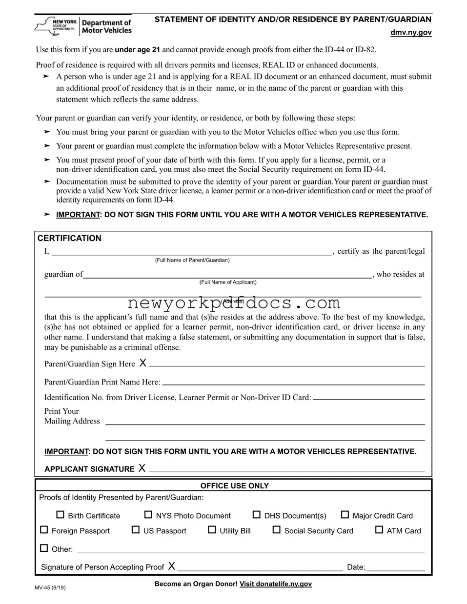 Free New York Dmv Form