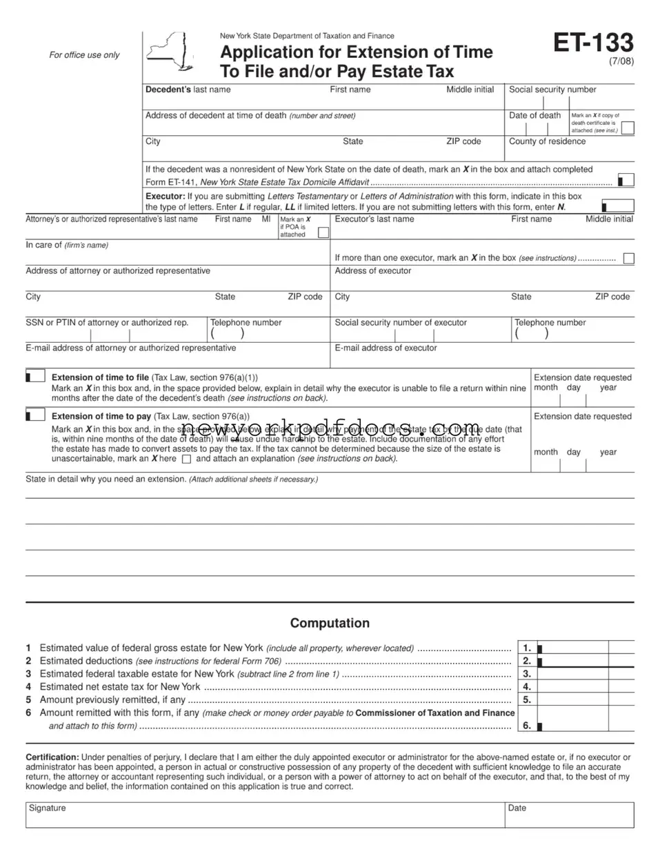 Free New York Et 133 Form