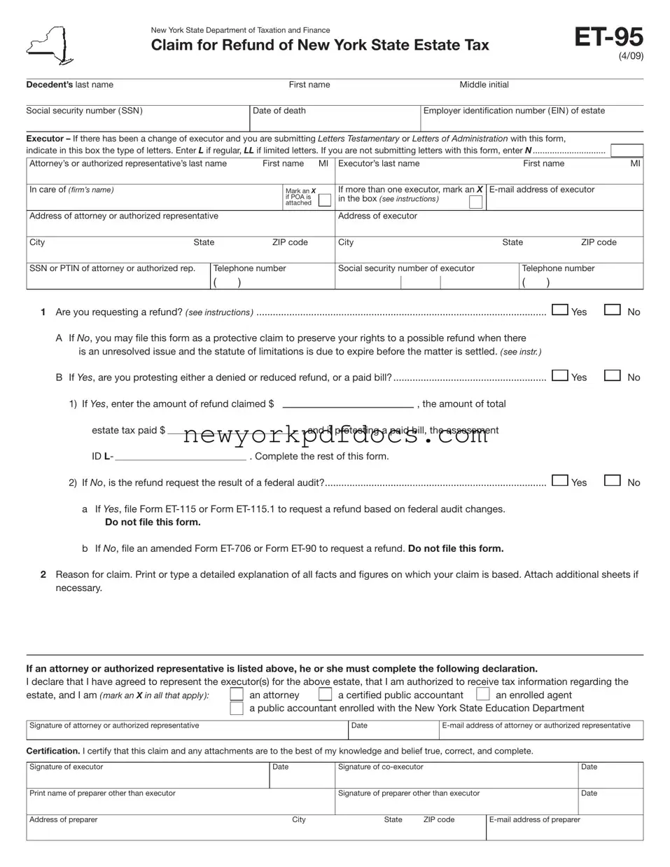 Free New York Et 95 Form