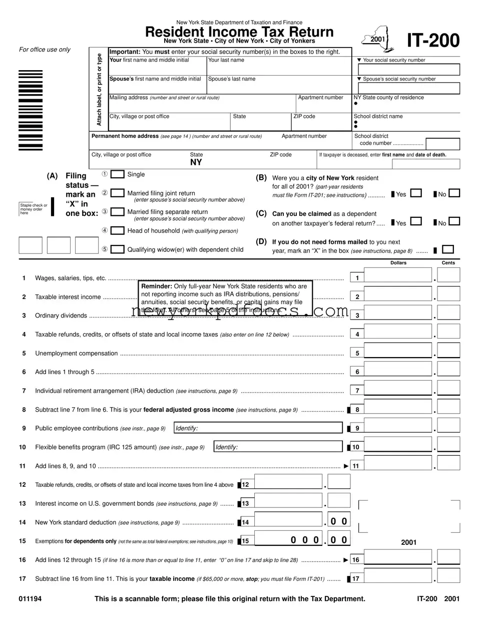 Free New York It 200 Form