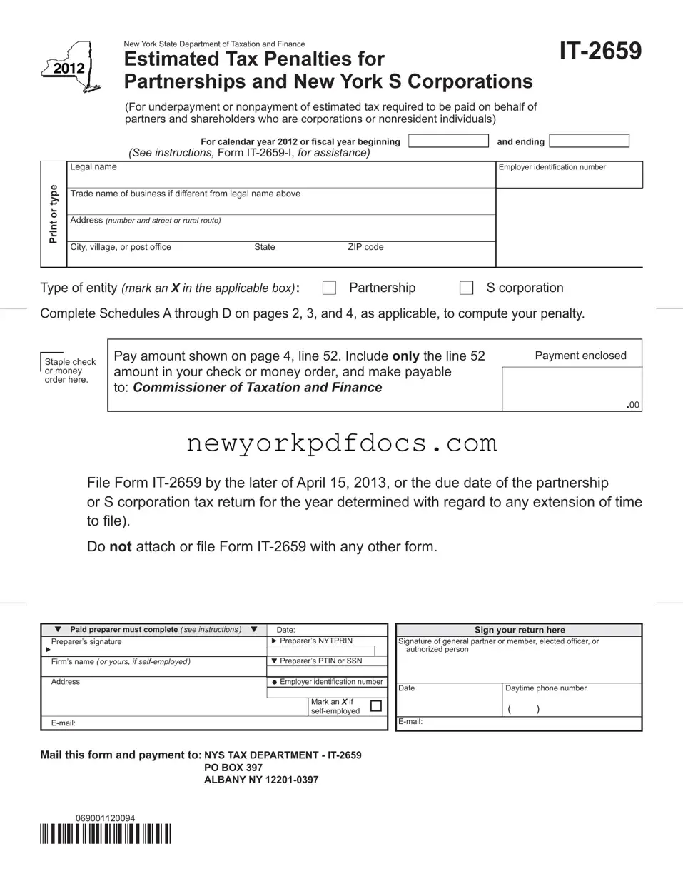 Free New York It 2659 Form
