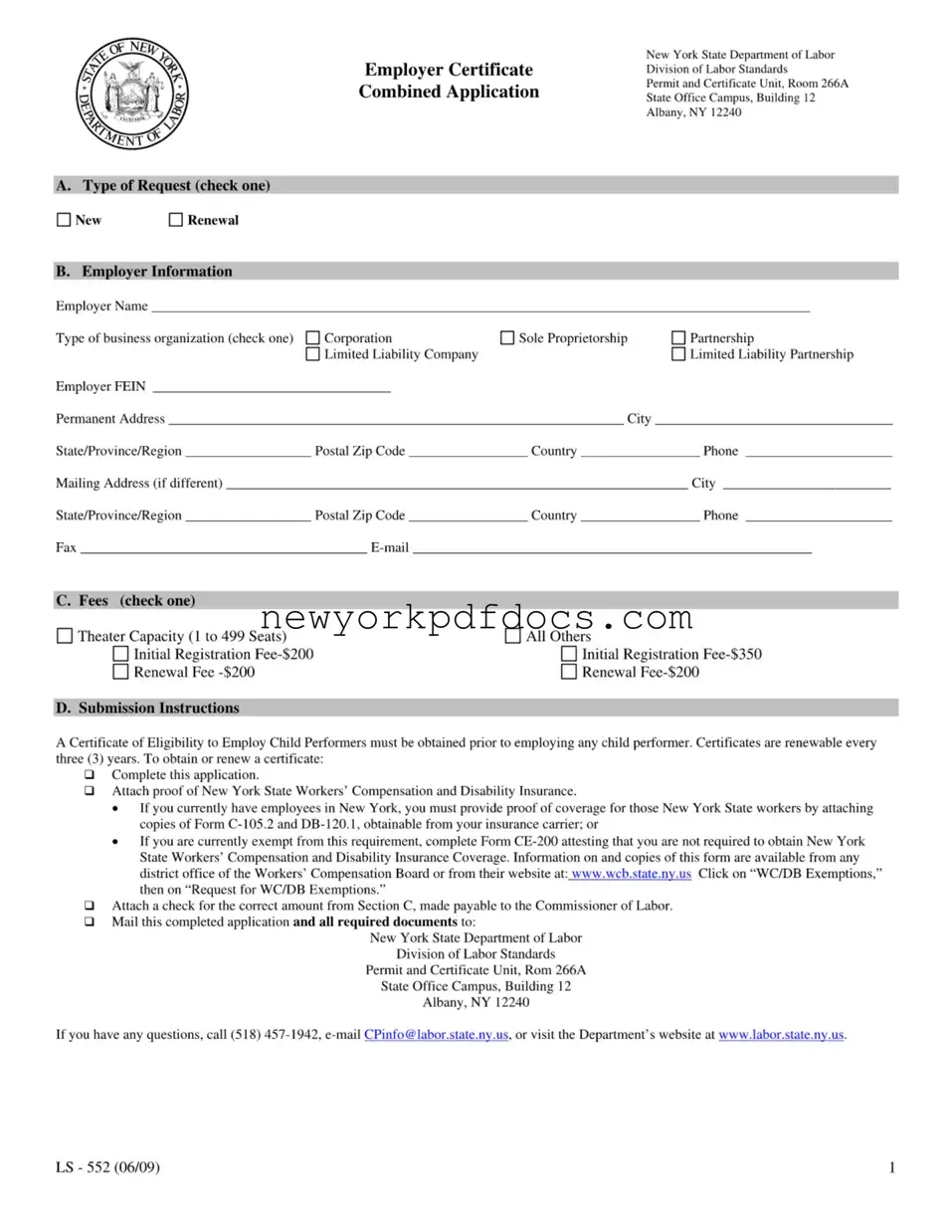 Free New York Ls 552 Form