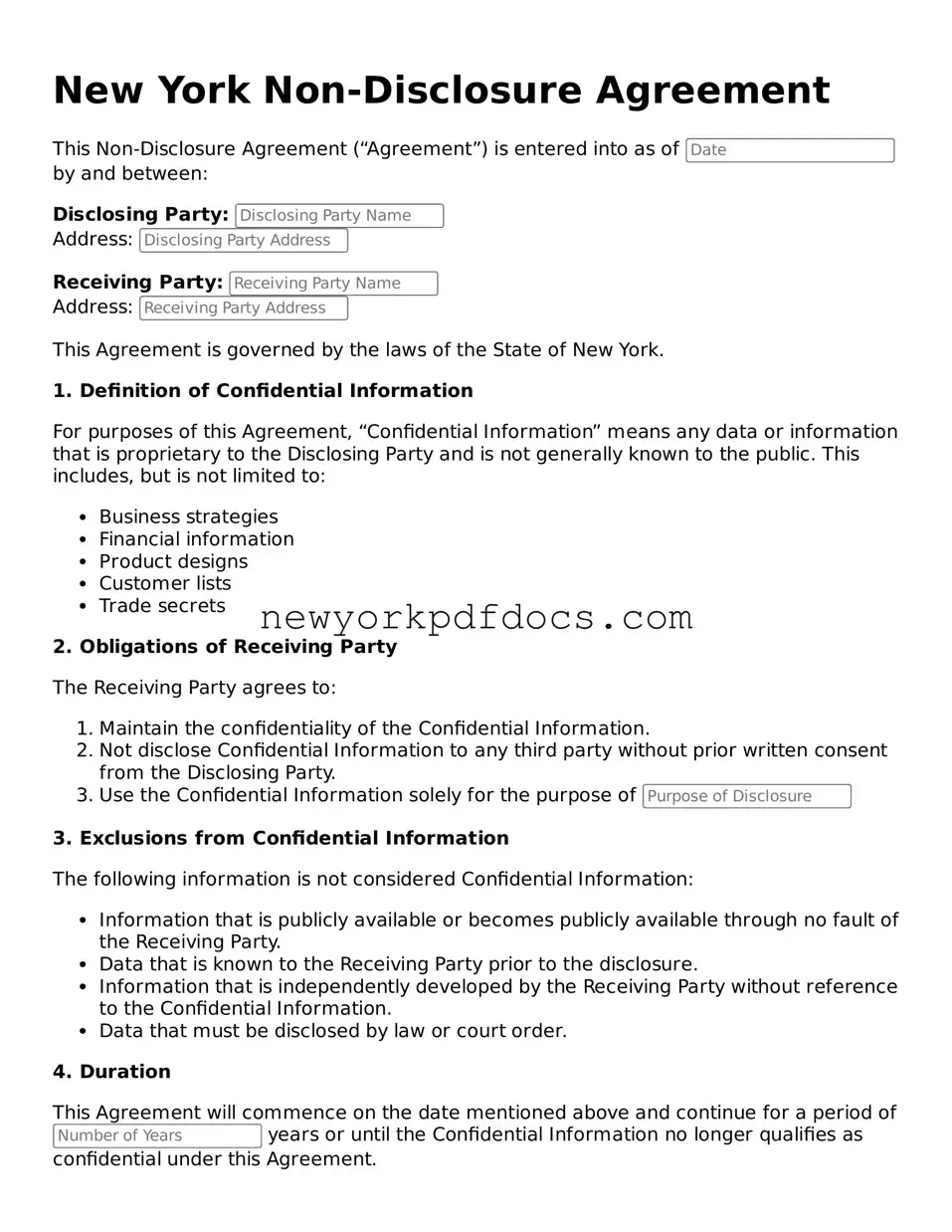Valid  Non-disclosure Agreement Document for New York