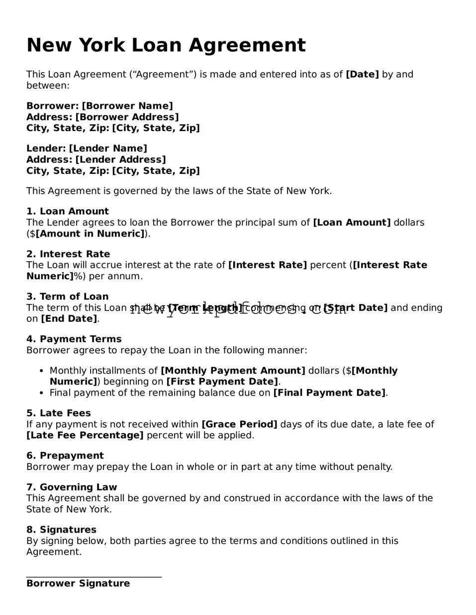 Valid  Loan Agreement Document for New York