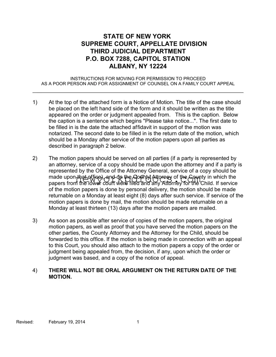 Free New York Poor Person Form
