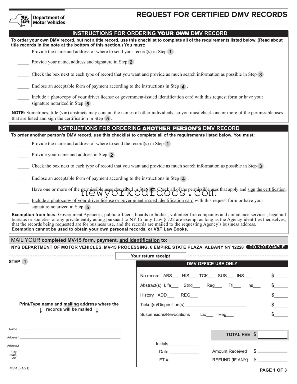 Free New York Request Form