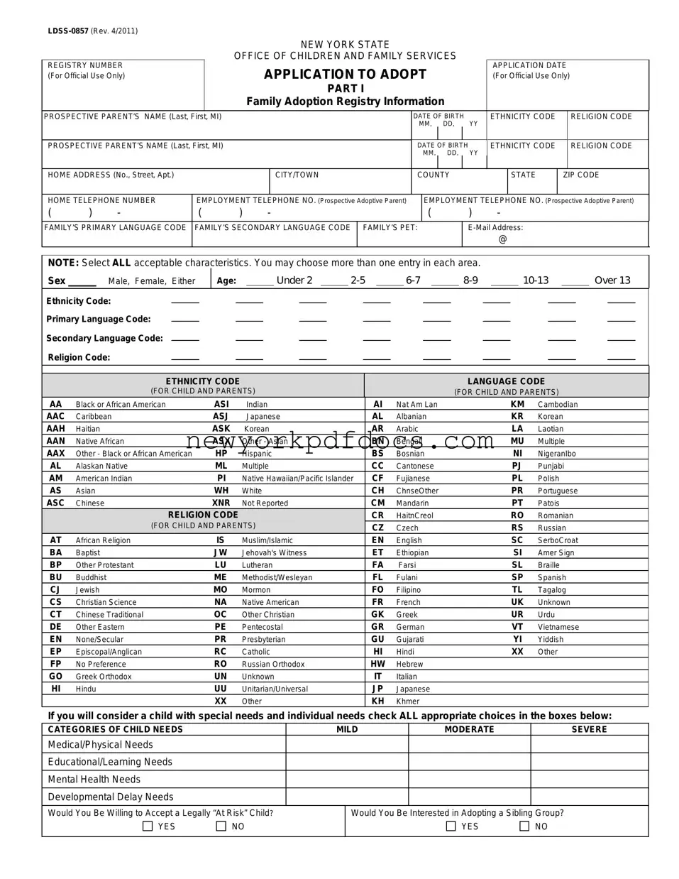 Free Ny Adoption Form