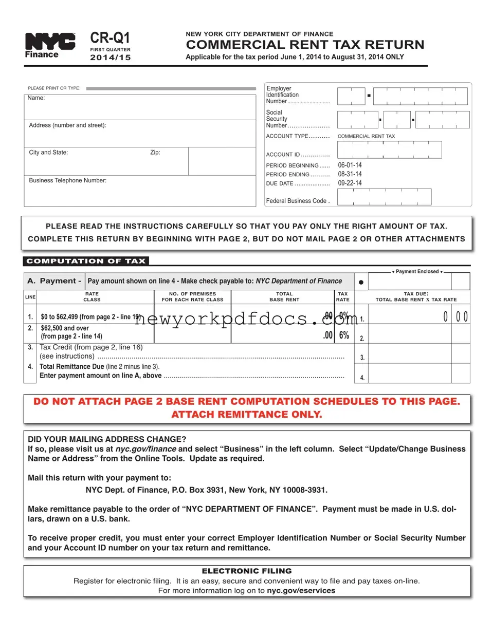 Free Ny Commercial Rent Tax Form