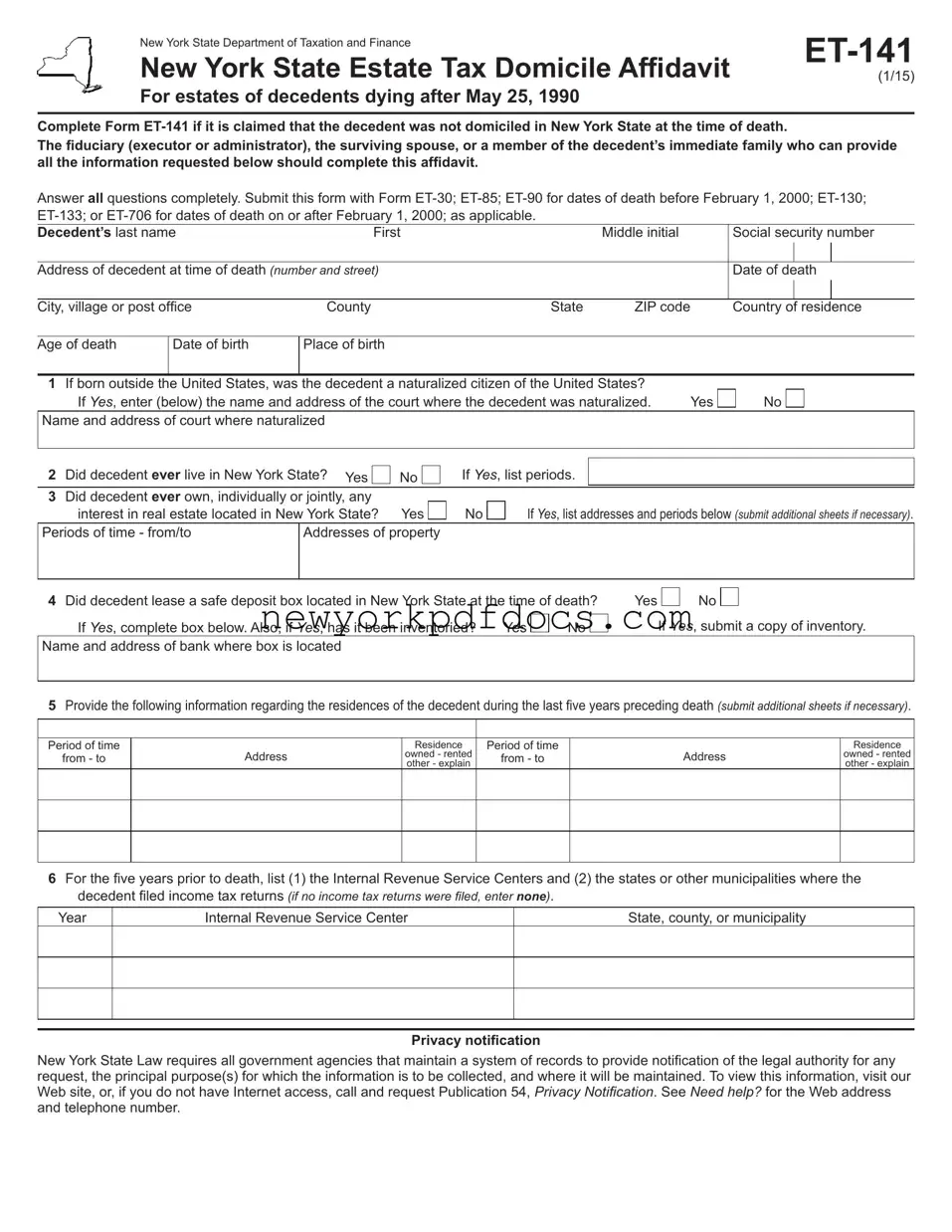 Free Ny Et 141 Form