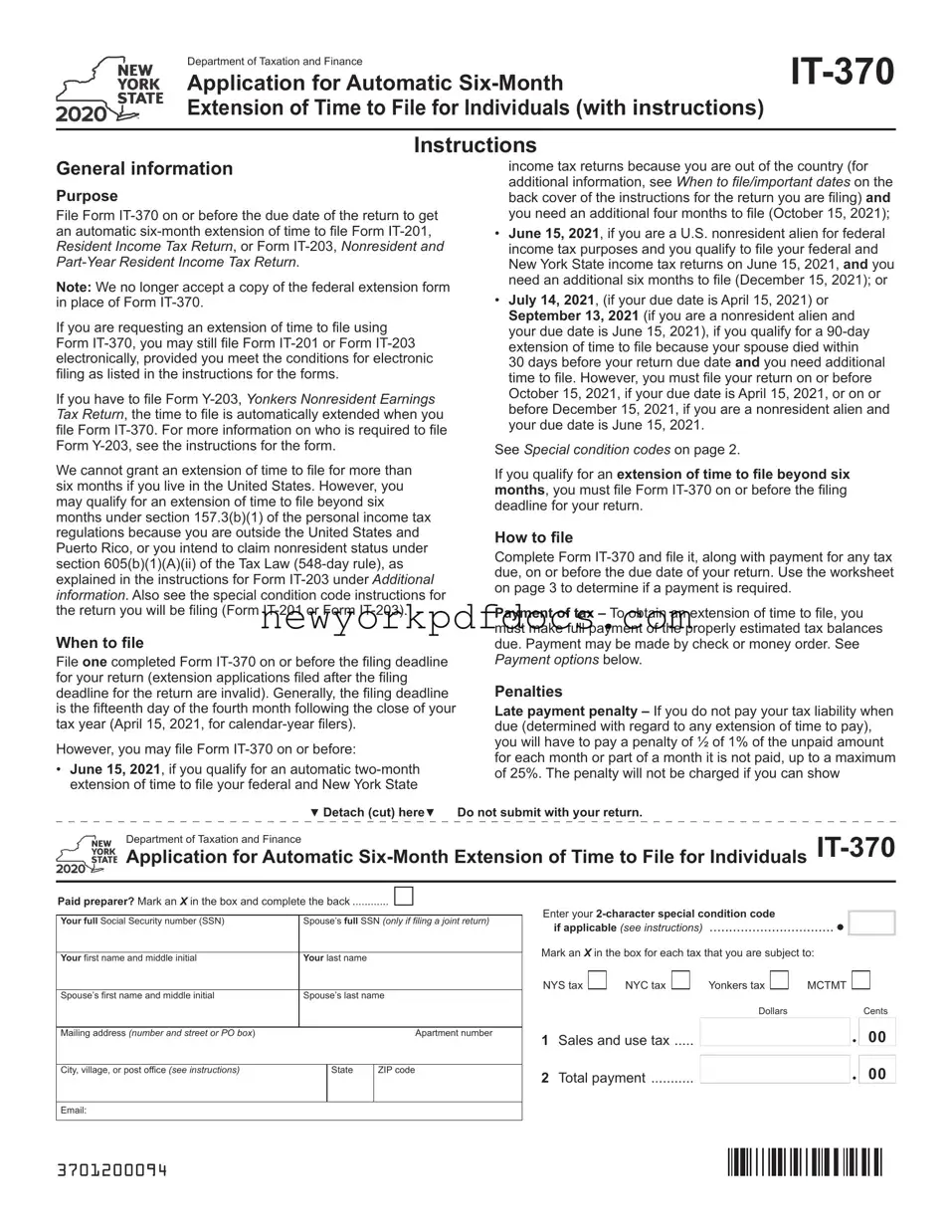 Free Ny It 370 Form