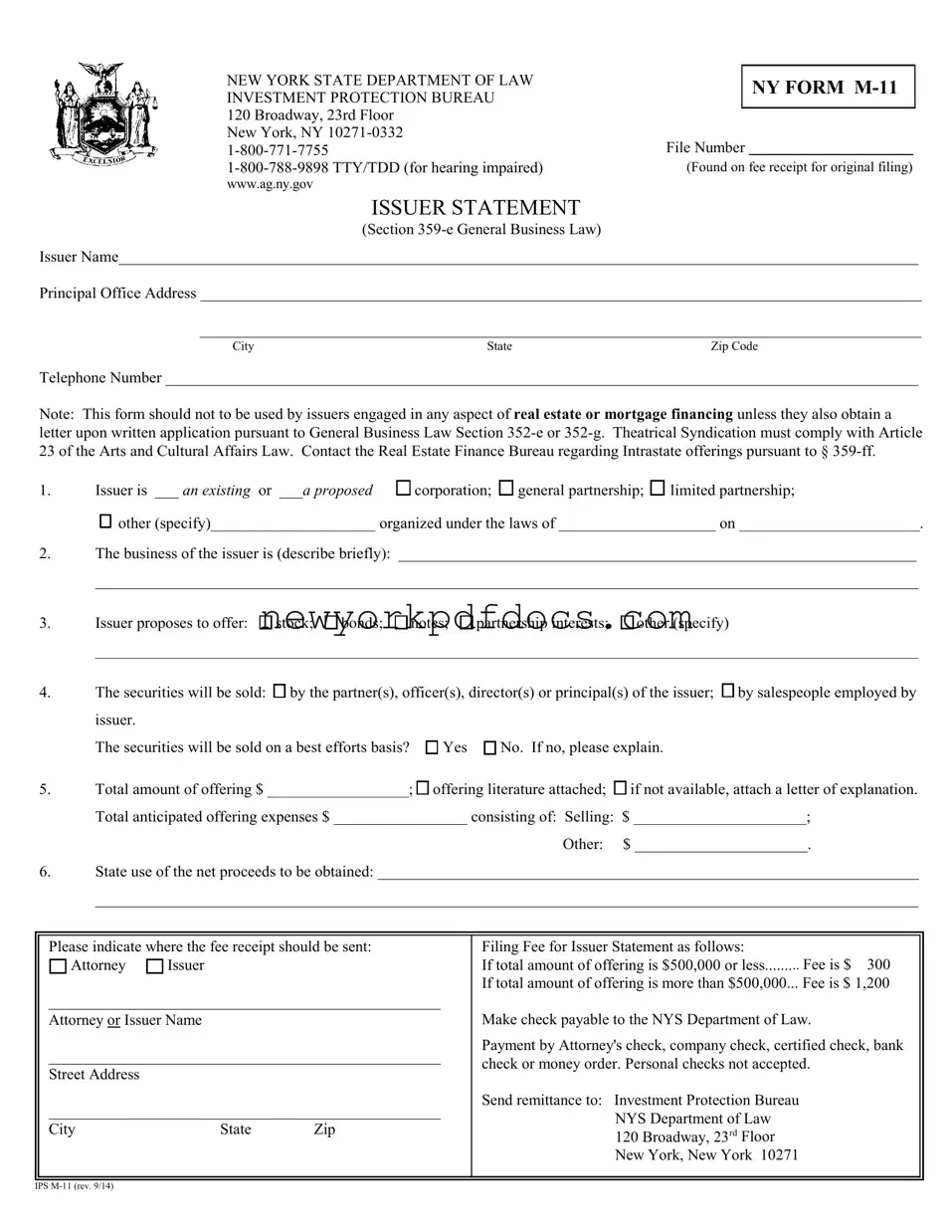 Free Ny M 11 Form
