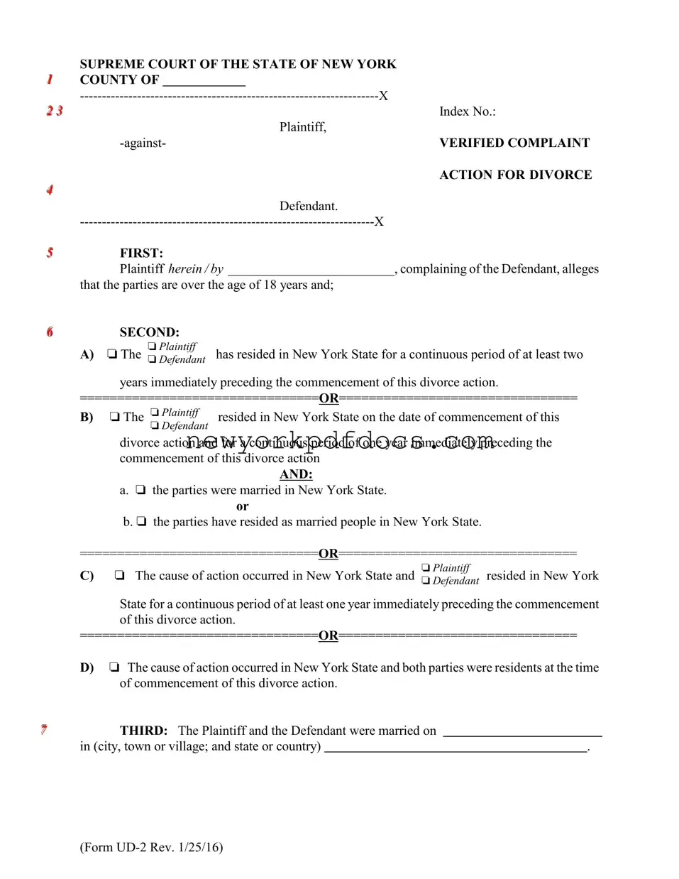 Free Ny Ud 2 Verified Complaint Form