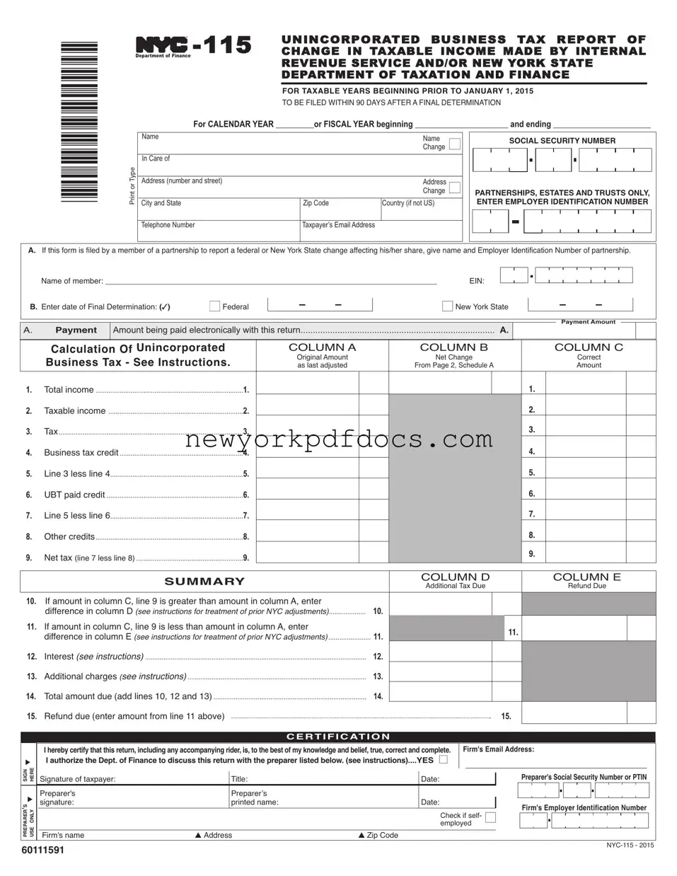 Free Nyc 115 Form