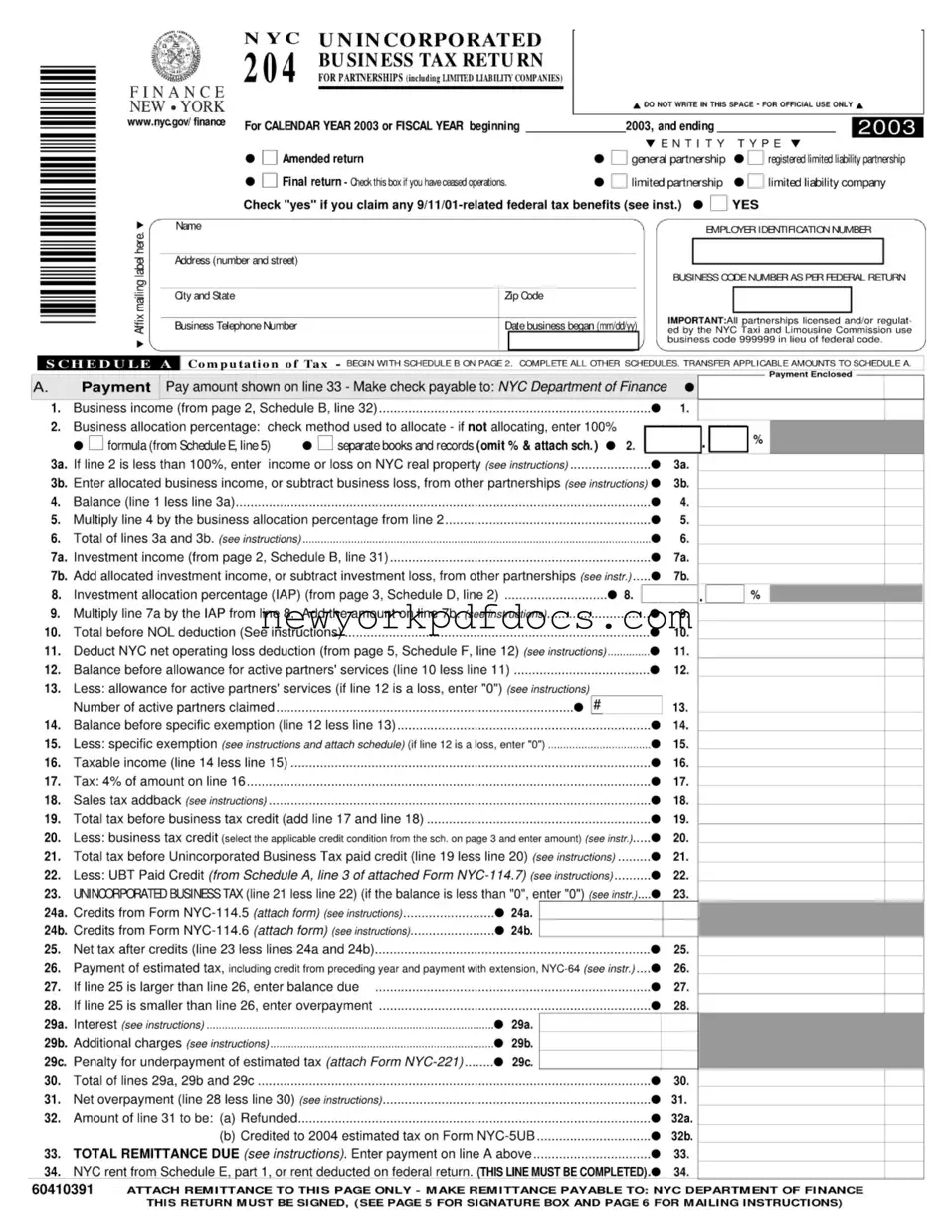 Free Nyc 204 Form