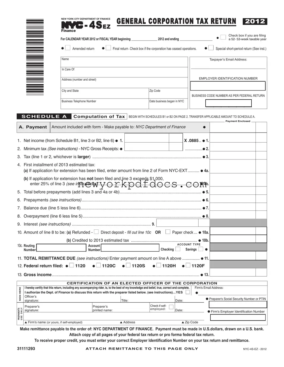Free Nyc 4S Ez Form
