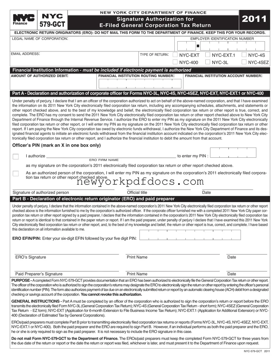 Free Nyc 579 Gct Form