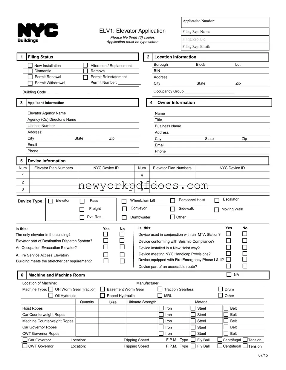 Free Nyc Buildings Elv1 Form