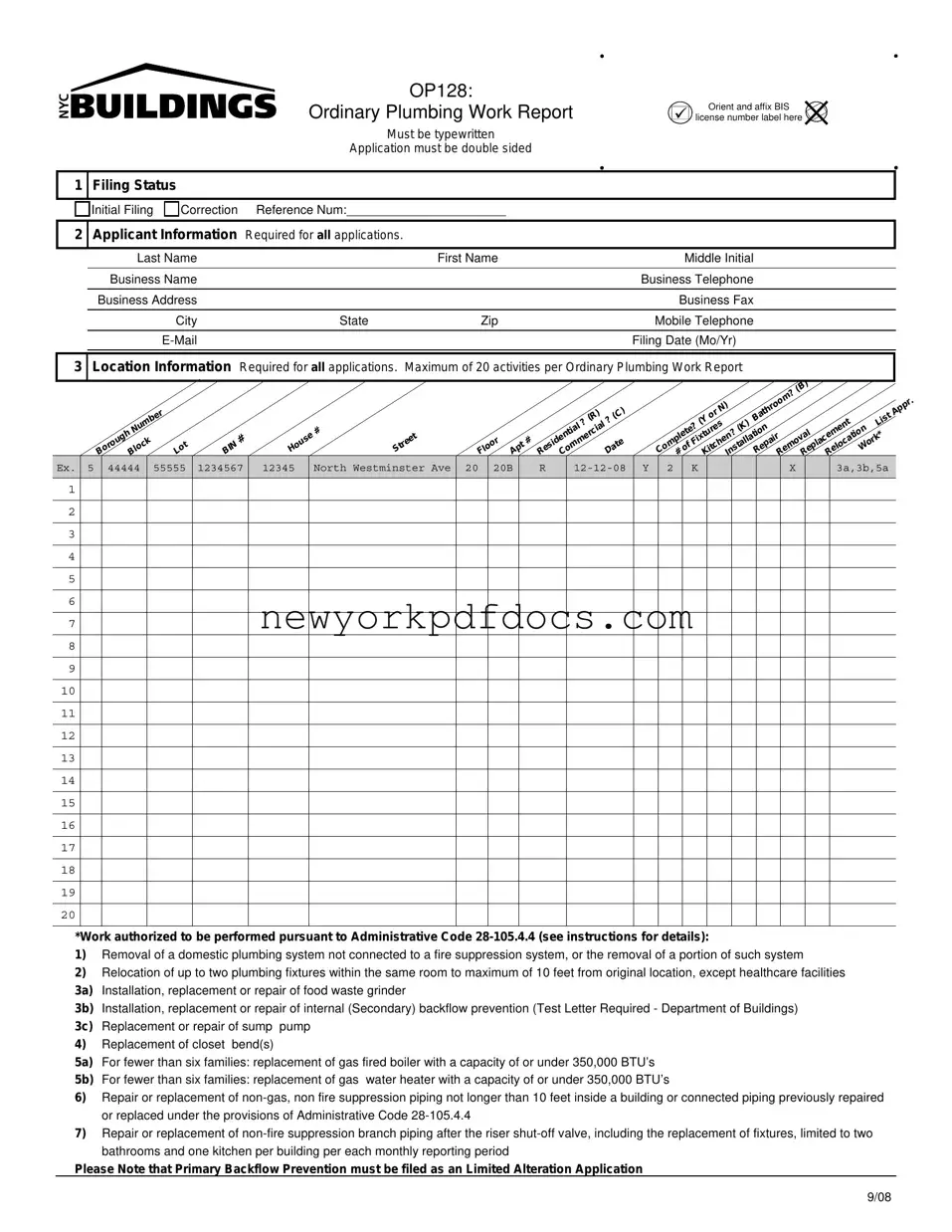 Free Nyc Buildings Op128 Form