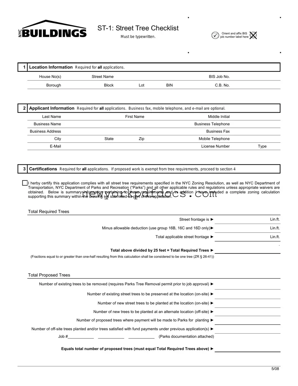 Free Nyc Buildings St 1 Form