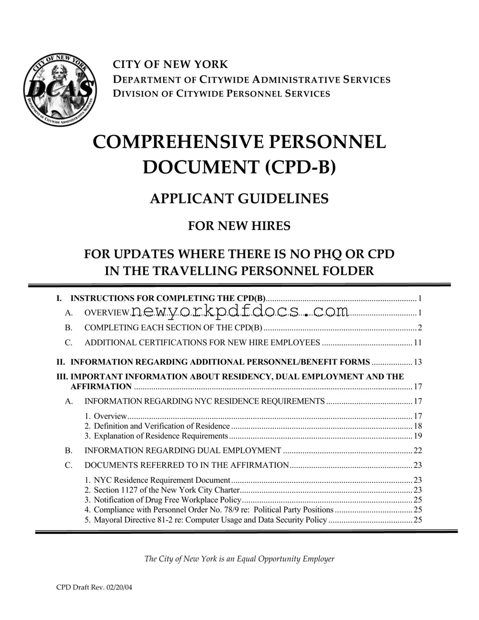 Free Nyc Careers Comprehensive Document Form