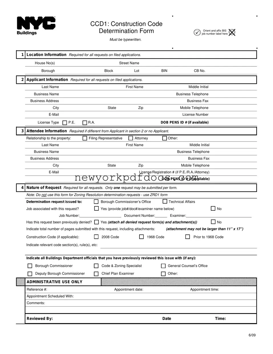 Free Nyc Ccd1 Form