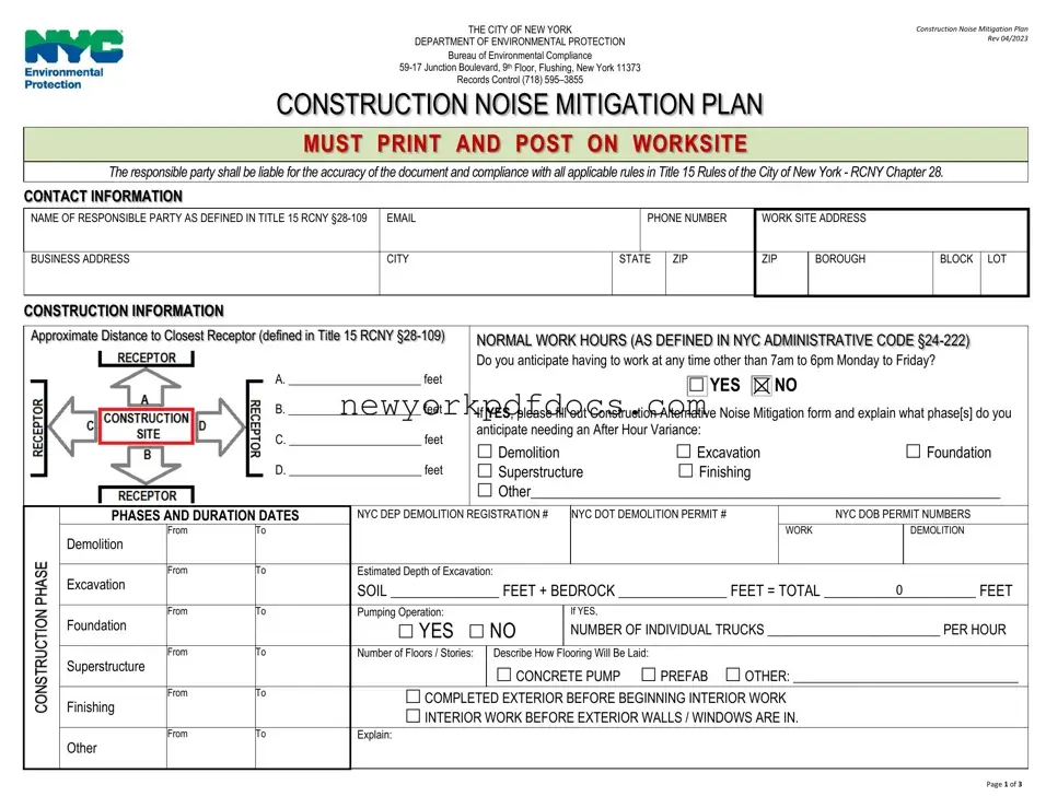 Free Nyc Dep Noise Mitigation Plan Form