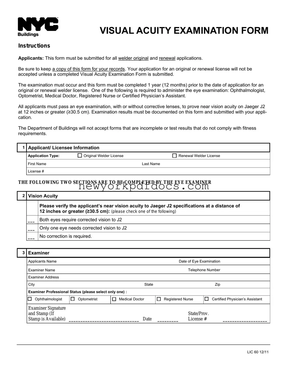 Free Nyc Lic 60 Form