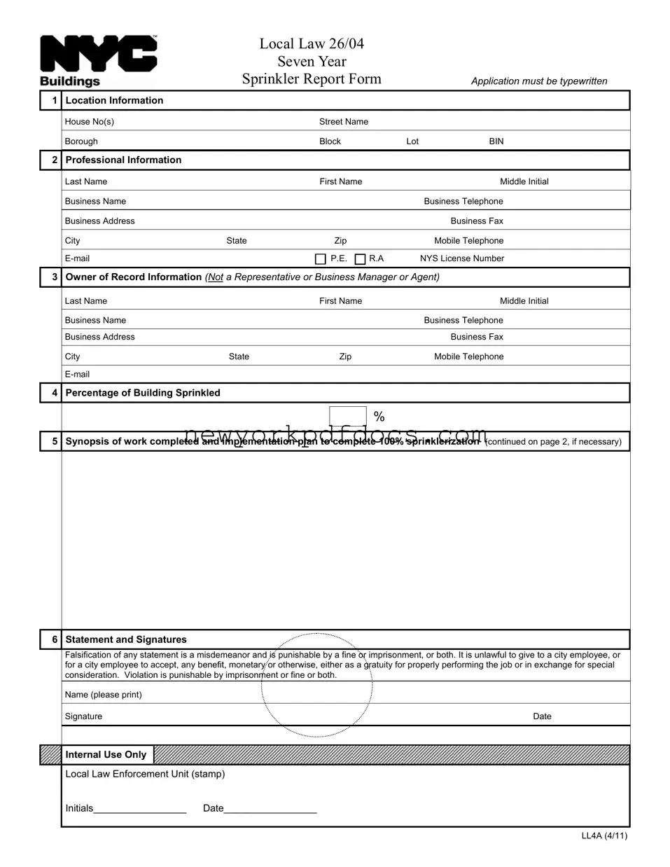 Free Nyc Ll4A Form