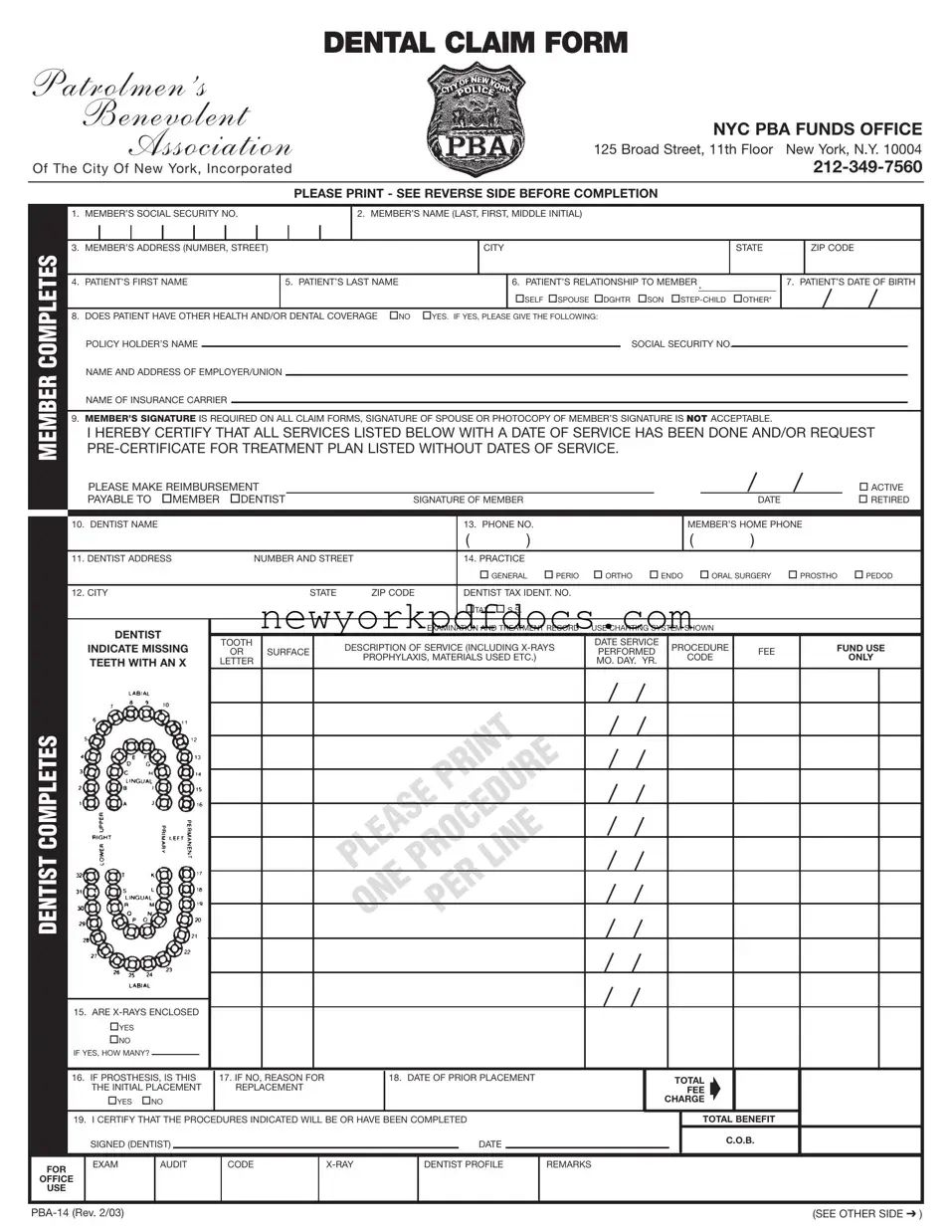 Free Nyc Pba 14 Form