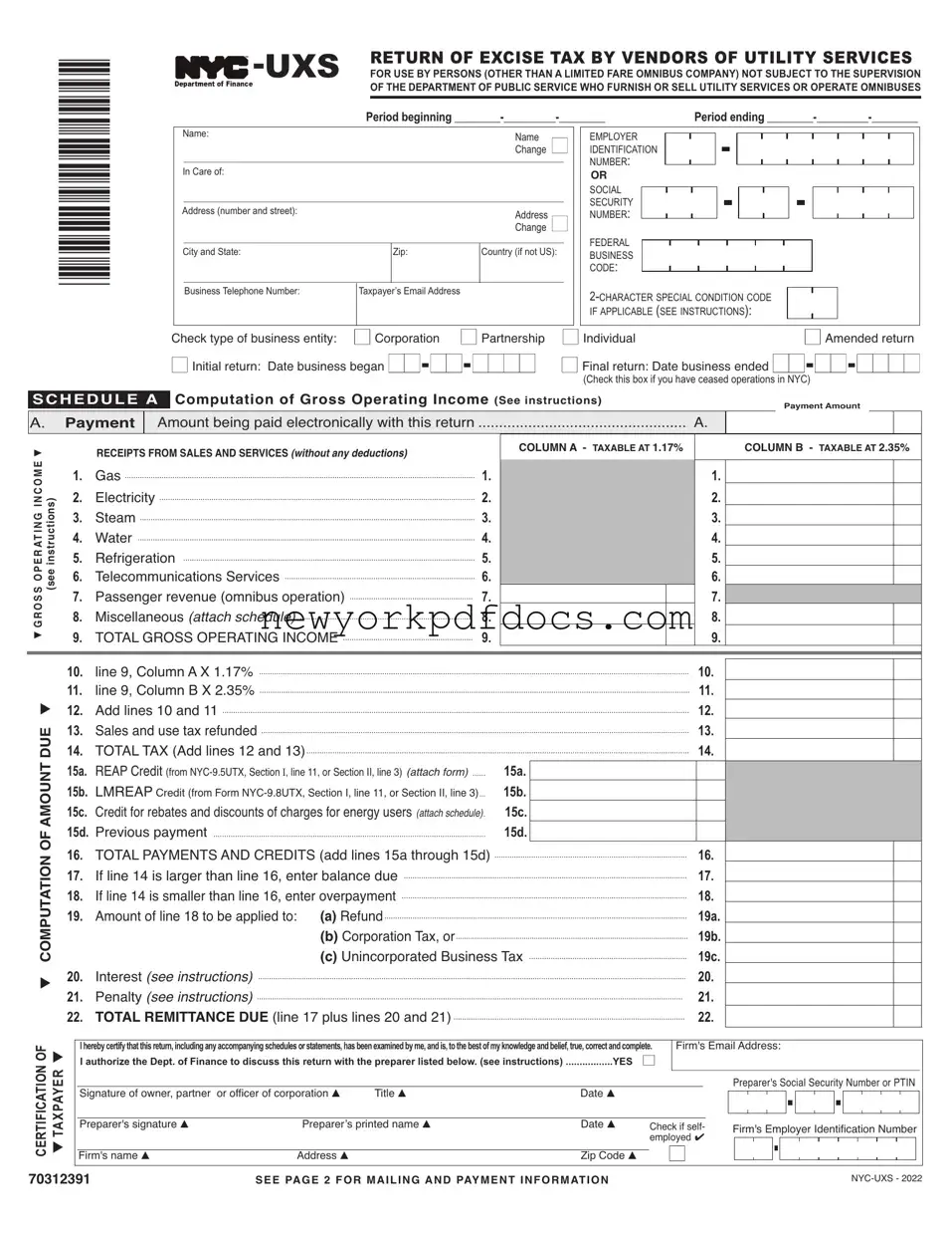 Free Nyc Uxs Form