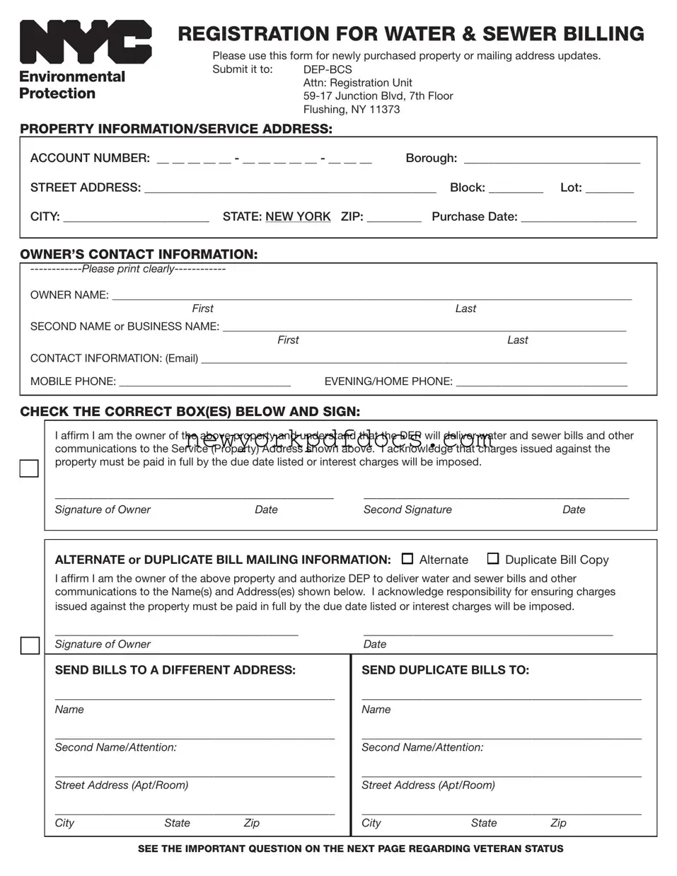 Free Nyc Water Billing Form