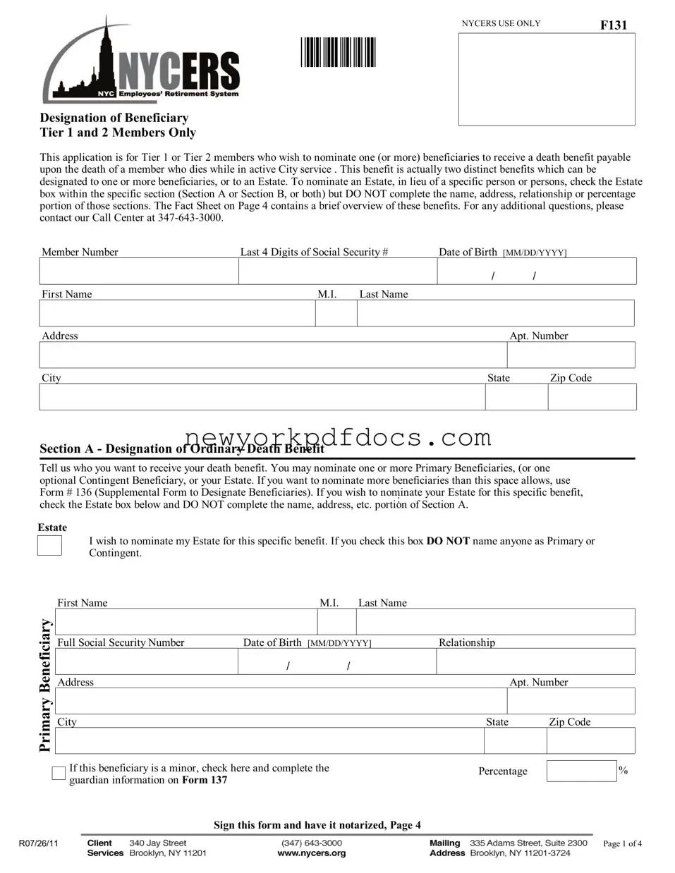 Free Nycers F131 Form