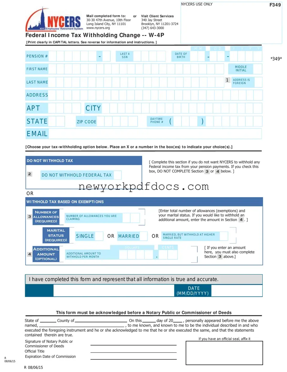 Free Nycers F349 Form