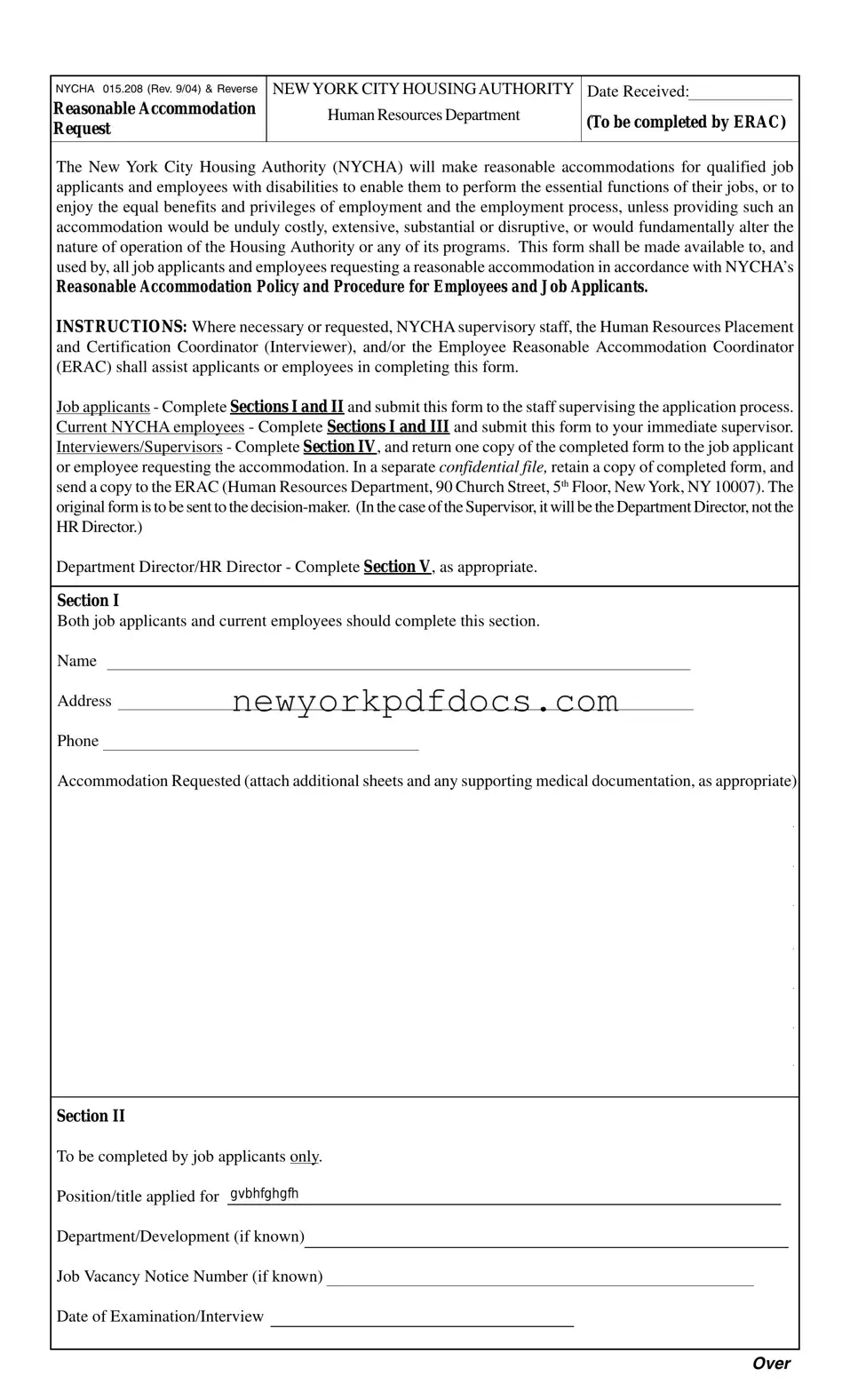 Free Nycha 015 208 Form