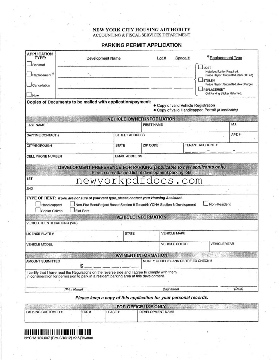Free Nycha Parking Permit Form