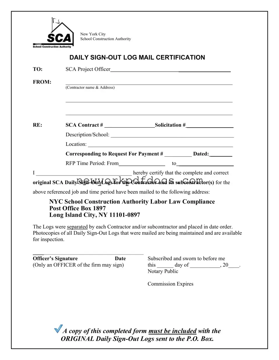 Free Nycsca Daily Form