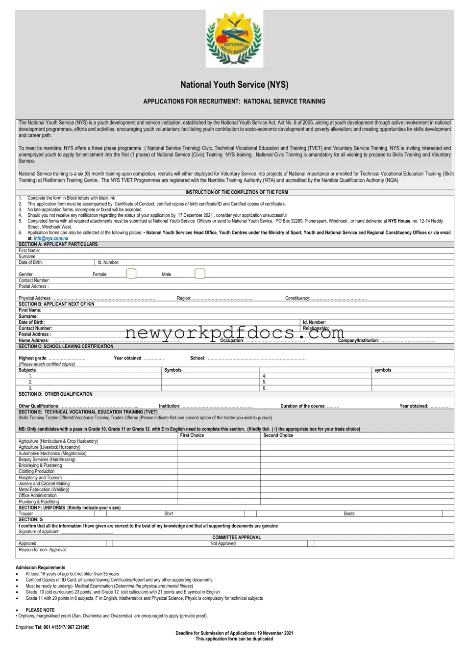 Free Nys Application Form