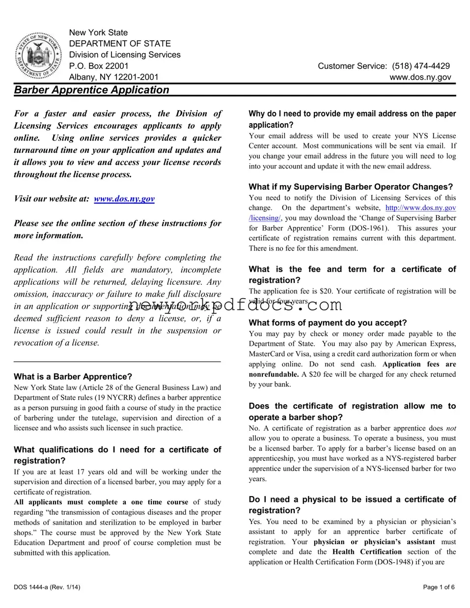 Free Nys Barber Apprentice Form