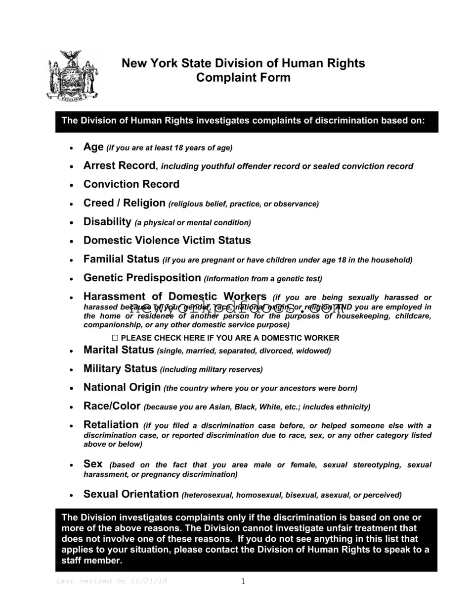 Free Nys Complaint Form