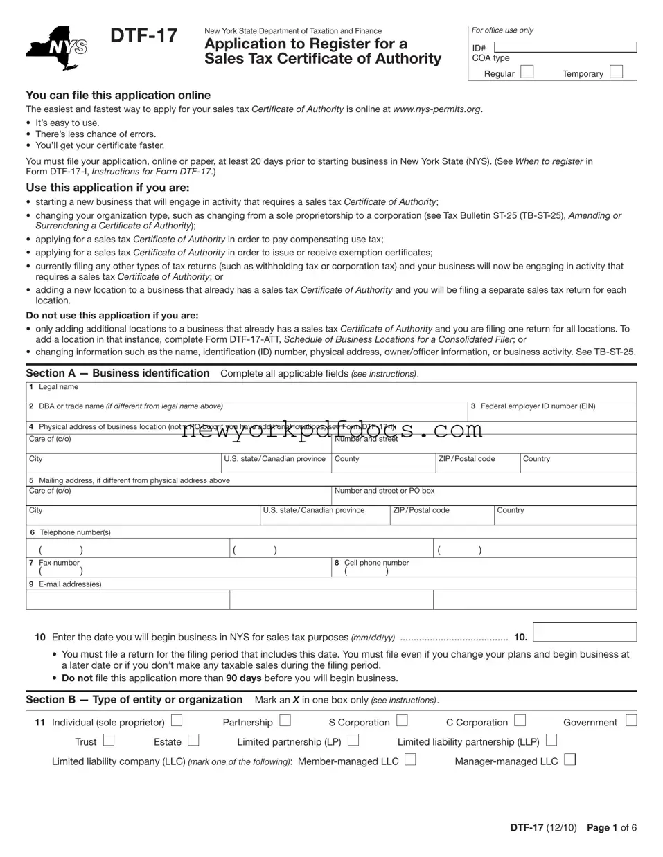 Free Nys Dtf 17 Form