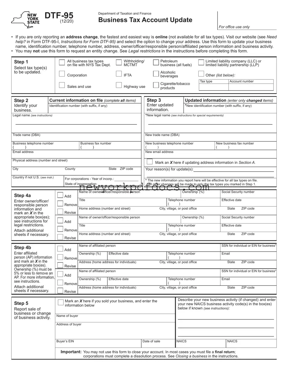 Free Nys Dtf 95 Form