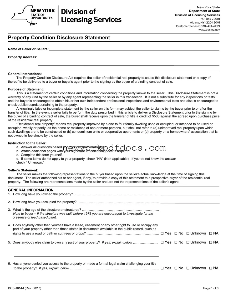 Free Nys Property Form