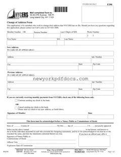 Free Address Nycers Form