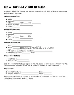 Valid  ATV Bill of Sale Document for New York